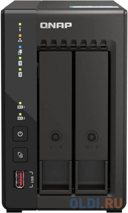 SMB QNAP TS-253E-8G NAS, 2-tray w/o HDD. 2xHDMI-port. 4-core Celeron J6412 2-2.6 GHz, 8GB DDR, 2x2.5Gb LAN, 2 x M.2 2280 PCIe Gen 3 x2, 2x USB 3.2 Gen 2 (10Gbps) Port, 2x USB 2.0 port  --