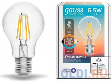    Gauss IoT Smart Home E27 6.5 806lm Wi-Fi (.:1) (1220112)   