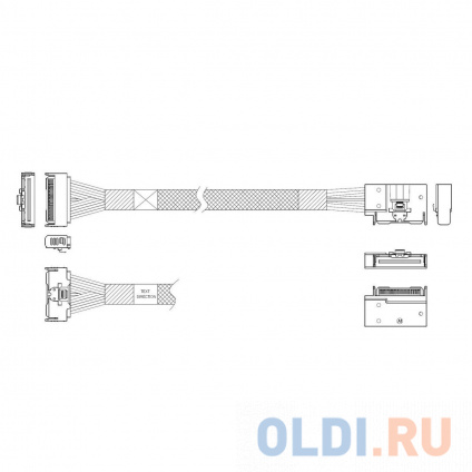  P7360GB00800-1 Cable MCIO x8 74P ( Straight Type) -TO- MCIO x8 74P ( Right Exit) , 85 Ohm, L:80cm (CMCMC)  --