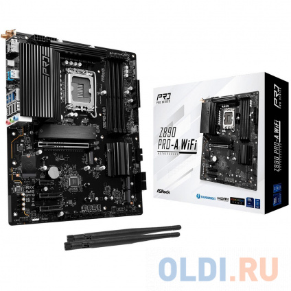  ASROCK Z890 PRO-A WIFI, LGA1851, Z890, 4*DDR5, 4*SATA, 4*M.2, 4*USB 3.2, 4*USB 2.0, Type-C, 1*PCIx16, 2*PCIx4, 1*M.2 (Key E), HDMI+DP, ATX  -