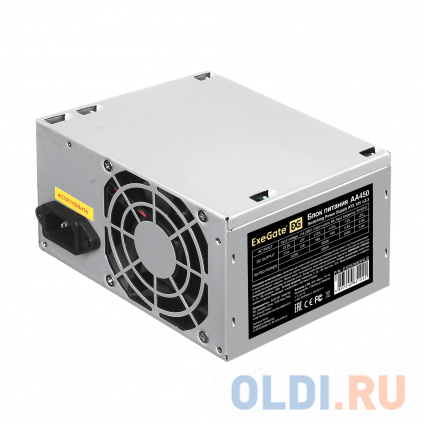    450W ExeGate AA450 (ATX, 8cm fan, 24pin, 4pin, 2xSATA, IDE)  -