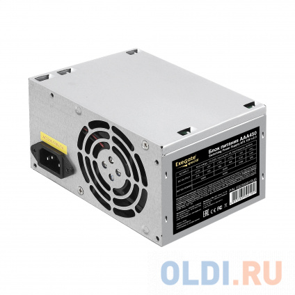    450W ExeGate AAA450 (ATX, 8cm fan, 24pin, 4pin, 2xSATA, IDE)  