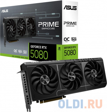   Asus PCI-E 5.0 PRIME-RTX5080-O16G NVIDIA GeForce RTX 5080 16Gb 256bit GDDR7 2655/30000 HDMIx1 DPx3 HDCP Ret   