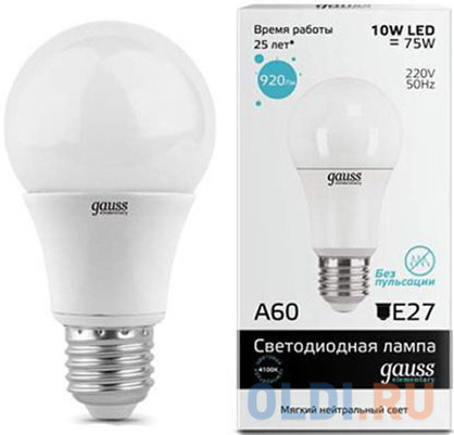     Gauss LED A60 1/40 E27 10W 4100K 23220  -
