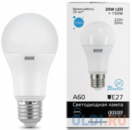     Gauss 23239 E27 20W 6500K  