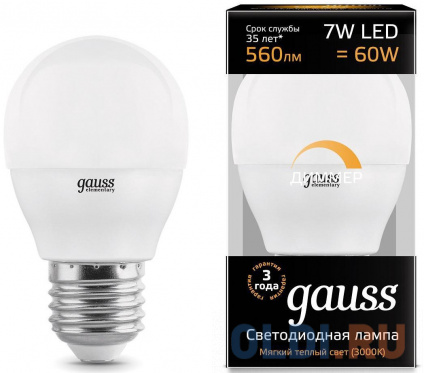     Gauss 105102107-D E27 7W 3000K  