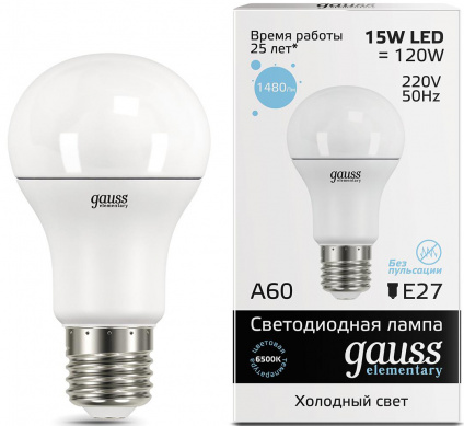     Gauss 23235 E27 15W 6500K  