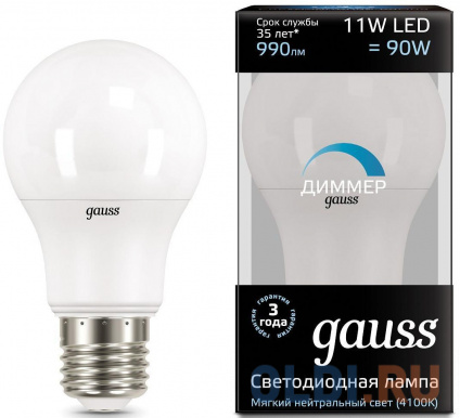     Gauss 102502211-D E27 11W 4100K   