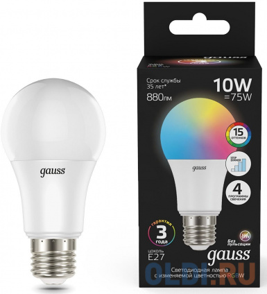    Gauss 102102410 10 .:E27  220B ..RGB A60 (.:1)  