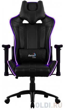 Кресло геймерское aerocool ac120 rgb b черное с перфорацией с rgb подсветкой