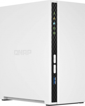  SMB QNAP TS-233 NAS 2 HDD trays. ARM 4-core Cortex-A55 2.0GHz, ram 2 GB (max), 1x1GbE, 2xUSB 2.0 port,1xUSB 3.2 Gen 1  -