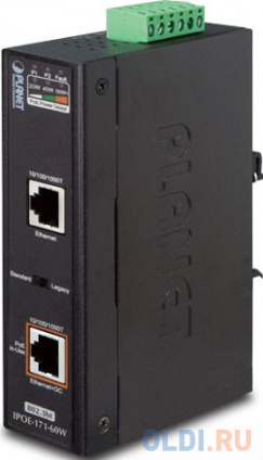  IP30, Industrial Single-Port 10/100/1000Mbps 802.3bt PoE++ Injector (60 Watts, Legacy mode support, PoE Usage LED, -40 to 75 C)  