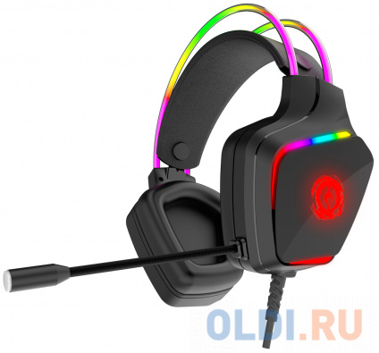  CANYON Darkless GH-9A, RGB gaming headset with Microphone, Microphone frequency response: 20HZ~20KHZ, ABS+ PU leather, USB*1*3.5MM jack plug, 2.0M PVC cable, weight:280g, black  
