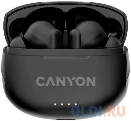  CANYON TWS-8, Bluetooth headset, with microphone, with ENC, BT V5.3 JL 6976D4, Frequence Response:20Hz-20kHz, battery EarBud 40mAh*2+Charging Case 470mAh, type-C cable length 0.24m, Size: 59*48.8*25.5mm, 0.041kg, Black  