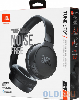   JBL Tune 670NC Wireless On-Ear Noise-Cancelling Headphones Black  --