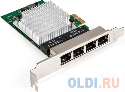    ExeGate EXE-564 (PCI-E x1 v2.0, 4xRJ45, UTP 10/100/1000Mbps, Realtek Chipset RTL8111H+ASM1184e)   