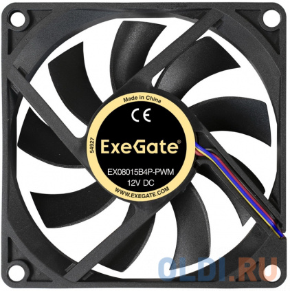  Exegate EX288924RUS  ExeGate EX08015B4P-PWM (80x80x15 , 2-Ball ( ), 4pin, PWM, 24dBA)   