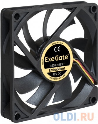  Exegate EX288923RUS  ExeGate ExtraSilent ES08015B3P (80x80x15 , 2-Ball ( ), 3pin, 1600RPM, 22dBA)   