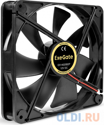   12 DC ExeGate EX14025B2P (140x140x25 , 2-Ball ( ), 2pin, 1250RPM, 24,5dBA)  