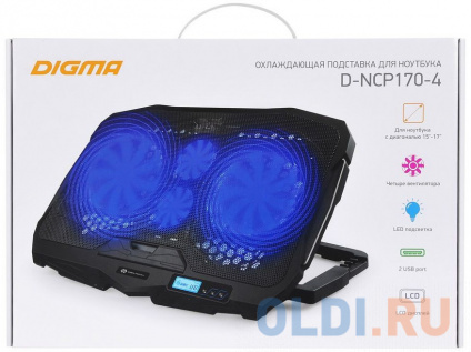     Digma D-NCP170-4 17&quot;390x280x28 2xUSB 4x 70/125FAN 750   