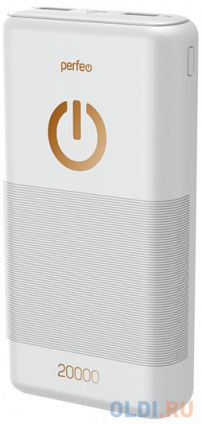  Perfeo Powerbank 20000 mah + Micro usb /In Micro usb /Out USB 1 , 2.1A/ White (PF_B4299)  -