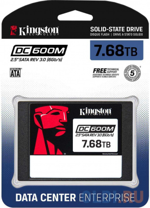   / Kingston SSD DC600M, 7680GB, 2.5&quot; 7mm, SATA3, 3D TLC, R/W 560/530MB/s, IOPs 94 000/34 000, TBW 14016, DWPD 1 (5 )  