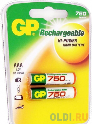   750 mAh GP 75AAAHC-2 AAA 2   
