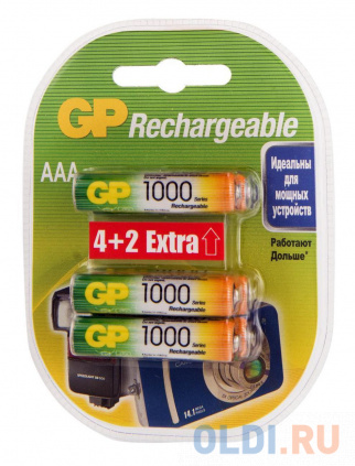   GP Rechargeable 1000AAAHC4/2 AAA NiMH 1000mAh (6)   -