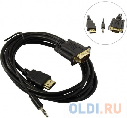  - HDMI-VGA ExeGate EX-HDMIM-VGAM-3.5JackS-1.8 (19M/15M+3.5mm Jack M, 1,8)   HDMI   VGA   -  