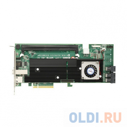  ARC-1883ix-12 PCIe 3.0 x8 LP, SAS/SATA 12G, RAID 0,1,5,6,10,50,60, 12port (3*int SFF8643 + 1*ext SFF8644), Cache 2GB (up to 8GB), RTL (5) (411338)  