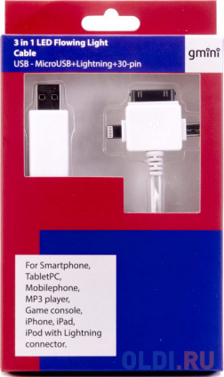   microUSB Lightning Apple 30-pin 1 Gmini GM-MEL400FLWBL     