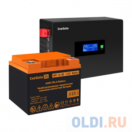    EX295992RUS +  40A EX282979RUS 1 (, ,  , PF=1, ) ExeGate IdealSine SR-600.LCD.2SH&lt;600VA/600W,  ,  LCD-, 2*Schuko,  , Black&gt; +  ExeGate HR 12-40 (12  --