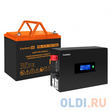    EX295992RUS +  75A EX285653RUS 1 (, ,  , PF=1, ) ExeGate IdealSine SR-600.LCD.2SH&lt;600VA/600W,  ,  LCD-, 2*Schuko,  , Black&gt; +  ExeGate HRL 12-75 (1  --