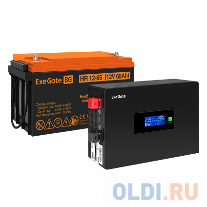    EX295993RUS +  65A EX282982RUS 1 (, ,  , PF=1, ) ExeGate IdealSine SR-1000.LCD.2SH &lt;1000VA/1000W,  ,  LCD-, 2*Schuko,  , Black&gt; +  ExeGate HR 12-65  -