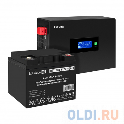    EX295992RUS +  40A EX282976RUS 1 (, ,  , PF=1, ) ExeGate IdealSine SR-600.LCD.2SH&lt;600VA/600W,  ,  LCD-, 2*Schuko,  , Black&gt; +  ExeGate DT 1240 (12»  -