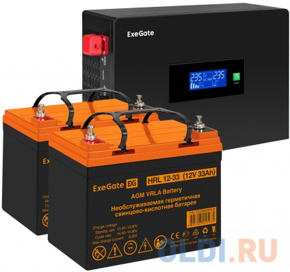    EX295994RUS +  33A EX285664RUS 2 (, ,  , PF=1, ) ExeGate IdealSine SR-1500.LCD.2SH &lt;1500VA/1500W,  ,  LCD-, 2*Schuko,  , Black&gt; +  ExeGate HRL 12-33  