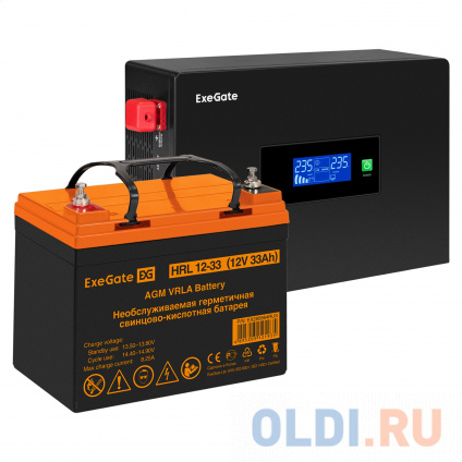    EX295992RUS +  33A EX285664RUS 1 (, ,  , PF=1, ) ExeGate IdealSine SR-600.LCD.2SH &lt;600VA/600W,  ,  LCD-, 2*Schuko,  , Black&gt; +  ExeGate HRL 12-33 (1  