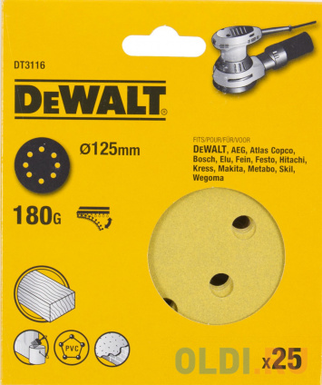   125, 8 ., 180G, 25 DeWalt,   -