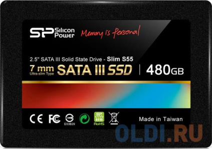  SSD  Silicon Power Slim S55 480 Gb SATA-III SP480GBSS3S55S25  