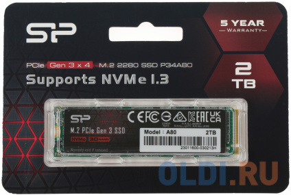  SSD  Silicon Power P34A80 2 Tb PCI-E 3.0 x4  