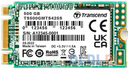    SSD M.2 Transcend 500Gb MTS425 &lt;TS500GMTS425S&gt; (SATA3, up to 530/480MBs, 3D NAND, 180TBW, 22x42mm)  