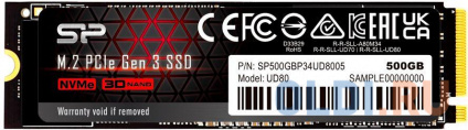    250GB Silicon Power UD80, M.2 2280, PCI-E 3x4, [R/W - 3400/3000 MB/s]  -