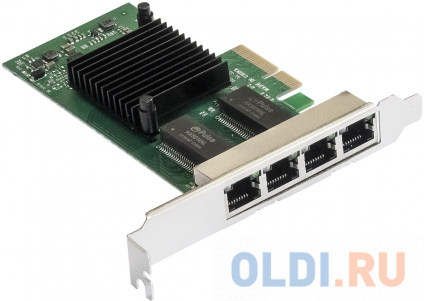    ExeGate EXE-I350-T4V2 (PCI-E x4 v2.1,  4xRJ45 (), 10/100/1000Mbps, Gigabit NIC Intel Chipset NHI350AM4)  