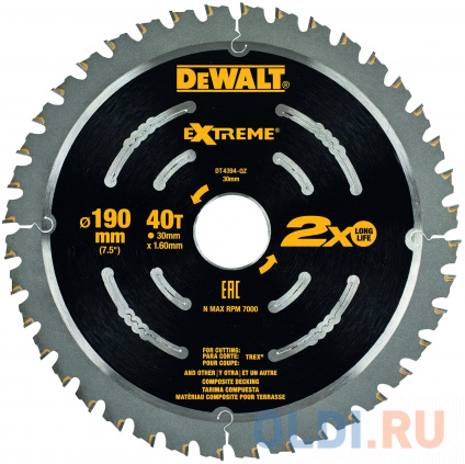 DeWalt . 190x30mm 40T /.  DT4394-QZ  -