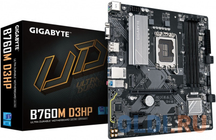    Gigabyte B760M D3HP Soc-1700 Intel B760 4xDDR5 mATX AC`97 8ch(7.1) GbLAN RAID+VGA+HDMI+DP  