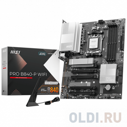    MSI PRO B840-P WIFI B840, AM5, 4*DDR5, 5*PCIEx16, 2*M.2, 2*TypeC, 1*USB3.2Gen2, 4*USB3.2Gen1, 8*USB2.0, 4*SATA3.0, 2.5G, HDMI, ATX, RTL   