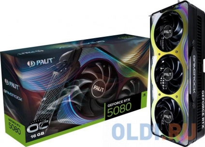   Palit PCI-E PA-RTX5080 GAMEROCK OC NVIDIA GeForce RTX 5080 16Gb 256bit GDDR7 2295/30000 HDMIx1 DPx3 HDCP Ret  