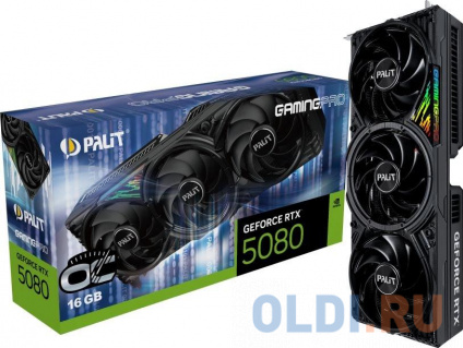   Palit PCI-E PA-RTX5080 GAMINGPRO OC NVIDIA GeForce RTX 5080 16Gb 256bit GDDR7 2295/30000 HDMIx1 DPx3 HDCP Ret  